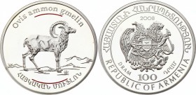 Armenia 100 Dram 2008
KM# 177; Silver Proof; Armenian Mouflon