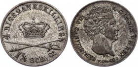 Denmark 4 Rigsbankskilling 1842 VS
KM# 721.2; Silver; Christian VIII; XF