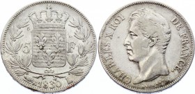 France 5 Francs 1830 L Fayonne
F# 311, Gadoury# 644; Charles X Rose, Mintage 398000, XF