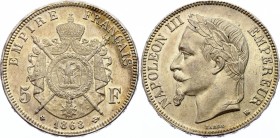 France 5 Francs 1868 BB
KM# 799; Silver; Napoleon III; AUNC-