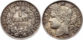 France 1 Franc 1888 A
KM# 822; Silver; UNC with Beautiful Patina!