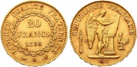 France 20 Francs 1898 A
KM# 847; Gold (.900) 6.45g 21mm