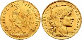 France 20 Francs 1911
KM# 857; Gold (.900) 6.45 g 21mm; UNC