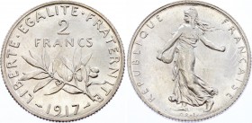 France 2 Francs 1917
KM# 854.1; Silver; FDC (BUNC)