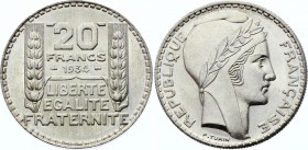 France 20 Francs 1934
KM# 879; Silver; UNC Full Mint Luster