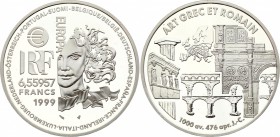 France 6,55957 Francs 1999
KM# 1244; Silver Proof; Greek and Roman Art