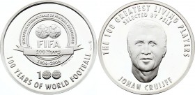 France Medal "100 Years of World Football FIFA, Johan Cruijff" 2004
Silver (.925) 10.06g 30mm; Proof