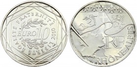 France 10 Euro 2010
KM# 1670; Silver; French regions : Rhône-Alpes; UNC