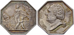 France Medal / Jeton "Dassurancesg a Paris" 1818
Silver 13g 30mm; Obverse: LOUIS XVIII ROI DE FRANCE, BARRET, bust left, Reverse: CIE DASSURANCES G L...