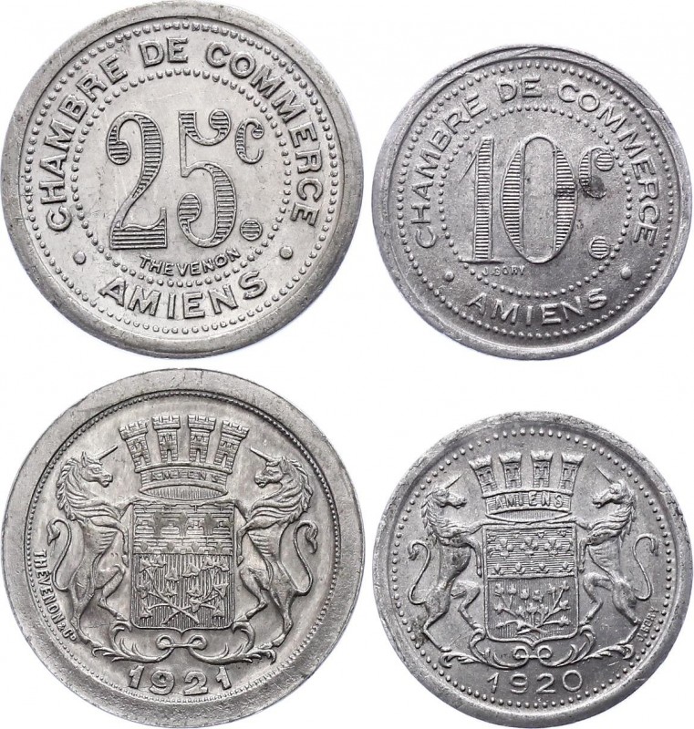 France Chambre de Commerce AMIENS Lot of 2 Jetons
10 & 25 Centimes 1920-1921