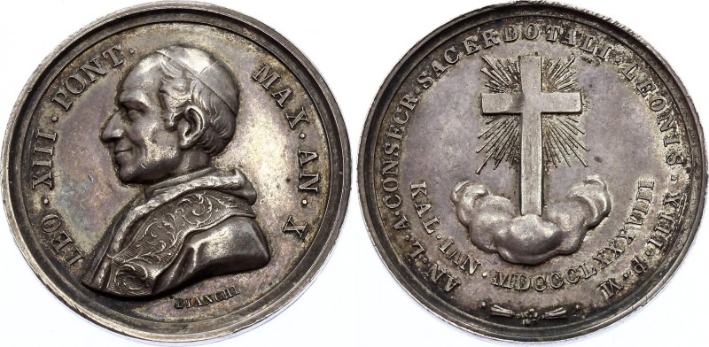 Vatican / Papal States Medal "Leo XIII Pont Max An X" 1888
Silver 9.94g 30mm