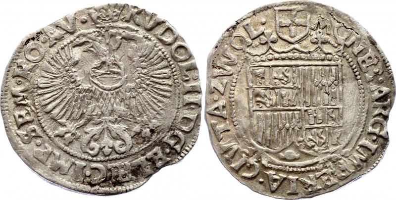 Netherlands Zwolle 6 Stuivers 1601
KM# 15; Silver; Rudolph II.