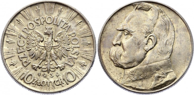 Poland 10 Zlotych 1936
Y# 29; Silver; Józef Piłsudski; UNC