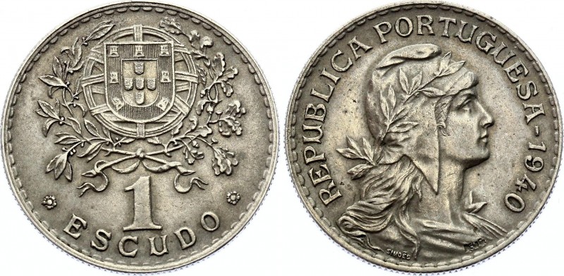 Portugal 1 Escudo 1940
KM# 578; XF+