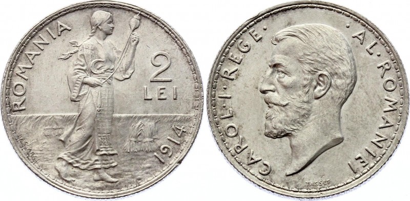 Romania 2 Lei 1914
KM# 43; Silver; Carol I