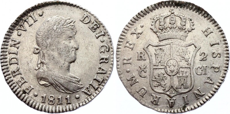 Spain 2 Reales 1811 CI
M#460.1; Silver; Fernando VII; XF