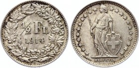 Switzerland 1/2 Franc 1914
KM# 23; Silver; UNC-