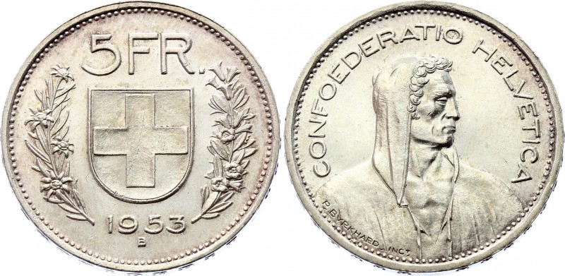 Switzerland 5 Francs 1953 B
KM# 40; Silver; UNC