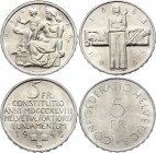 Switzerland Lot of 2 Coins 5 Francs 1948 - 1963
Silver; UNC