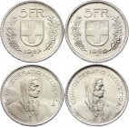 Switzerland Lot of 2 Coins 5 Francs 1967 - 1969 B
Silver; KM# 40; UNC