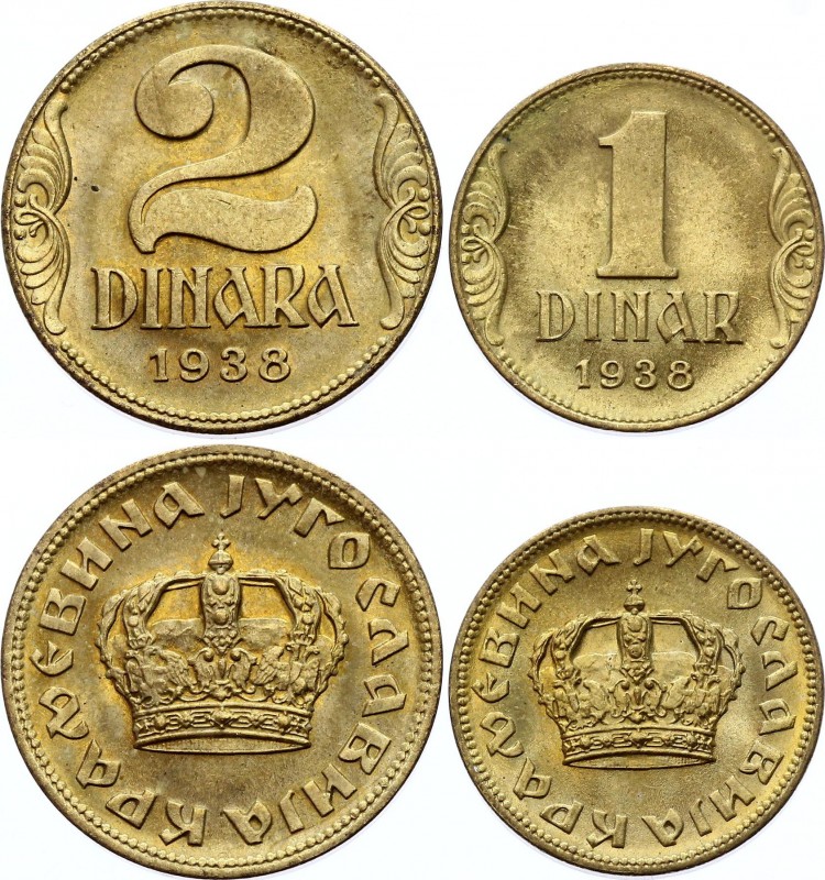 Yugoslavia 1 & 2 Dinara 1938
UNC with Mint Luster