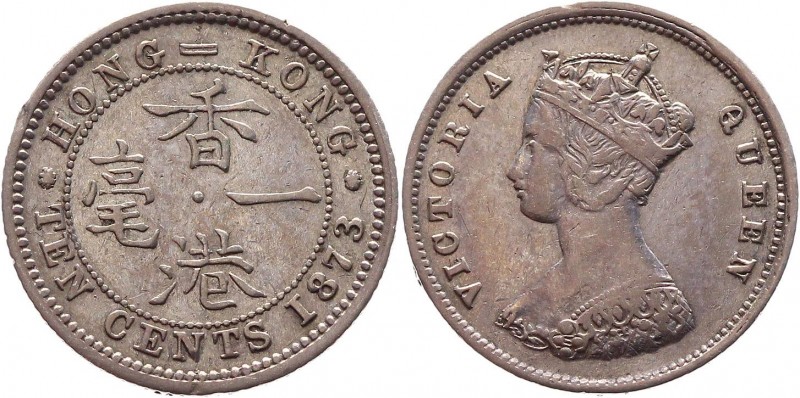 Hong Kong 10 Cents 1873
KM# 6; Silver 2,71g.