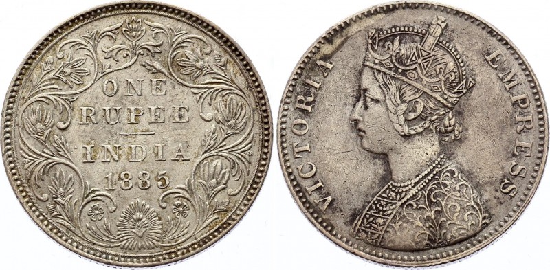 India British 1 Rupee 1885
KM# 492; Silver; Victoria