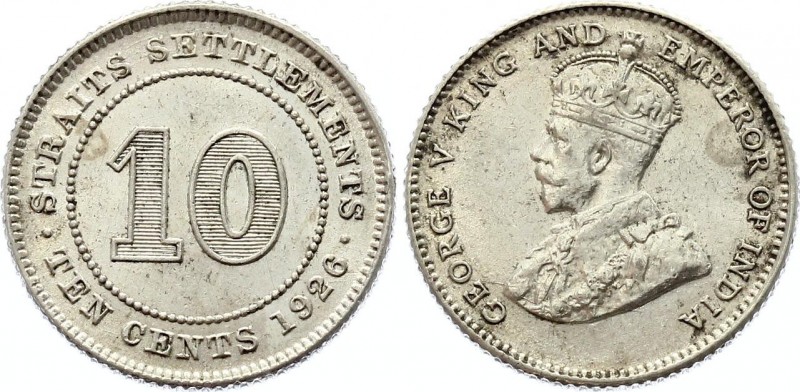 Straits Settlements 10 Cents 1926
KM# 29b; Silver; George V; AUNC