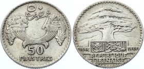 Lebanon 50 Piastres 1929
KM# 8; Silver; VF