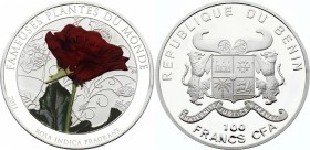 Benin 100 Francs 2011 Coin with Smell of Tea Rose!
KM# 75; Silver Plated Copper-Nickel; Proof; Mintage 2,500; Coin with Smell of Tea Rose