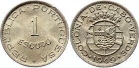 Cape Verde 1 Escudo 1949
KM# 7; Mintage 500 000; Rare condition for this coin; BUNC Mint Luster