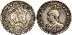 German East Africa 1/4 Rupie 1891
KM# 3; Silver; Mint. 68,342. VF-XF.