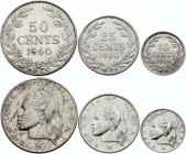 Liberia 10-25-50 Cents 1960
KM# 15-16-17; AUCN-UNC; Each coin is rare in a high grade!