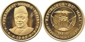 Mali 10 Francs 1967
KM# 5; Gold 3,20g.