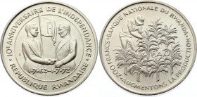 Rwanda 200 Francs 1972
KM# 11; Silver; 10th Anniversary of Independence / FAO - Food for all
