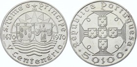 Saint Thomas & Prince 50 Escudos 1970
KM# 21; Silver; 500th Anniversary of Discovery; UNC