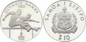 Samoa 10 Tala 1980
KM# 36; Silver Proof; 1980 Summer Olympics, Moscow