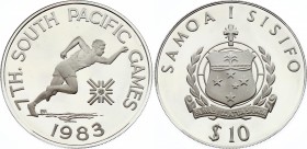 Samoa 10 Tala 1983
KM# 54; Silver Proof; South Pacific Games