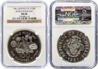 Seychelles 100 Rupees 1981 NGC MS 68
KM# 45; Silver; FAO; Mintage 11.000