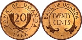 Uganda 20 Cents 1966
KM# 3; Proof
