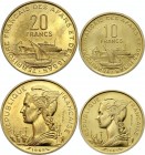 French Afars & Issas 10 Francs & 20 Francs 1968 - 1969 Essai
KM# E3, E5; Aluminium-Bronze; Mintage 1700 Pieces; AUNC