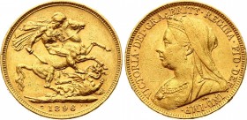 Australia 1 Sovereign 1896 M
KM# 13; Gold (.917) 7.99g 22mm; Victoria