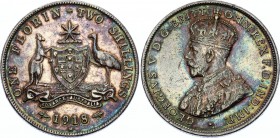 Australia 1 Shilling 1918 M
KM# 27; Silver; George V; XF with Amazing Patina and Prooflike Surface