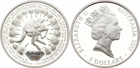Australia 5 Dollars 2000
KM# 382; Silver Proof; 2000 Summer Olympics Sydney – Kangaroo & Grasstrees