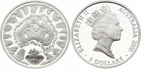 Australia 5 Dollars 2000
KM# 371; Silver Proof; 2000 Summer Olympics Sydney – A Sea Change I