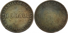 New Zealand Penny Token (ND) H.J. HALL
KM# Tn28; VF-. Krause Value = 185$.