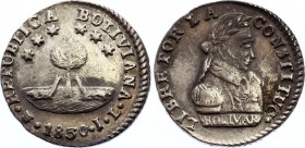 Bolivia 1/2 Sol 1830
KM# 93; Silver, UNC. Extremely rare in this grade.