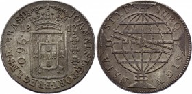 Brazil 960 Reis 1813 R
KM# 307.3; Silver