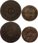 Brazil Lot of 2 Coins 1822 - 1827
Countermark 40 Reis on 80 Reis 1827 R (1835) & 20 Reis 1822 R