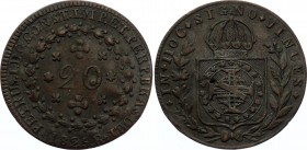 Brazil 20 Reis 1825 R
KM# 360.1; Copper; Pedro I